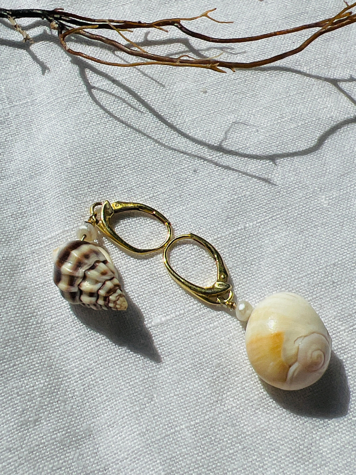 Pearl and shell earrings