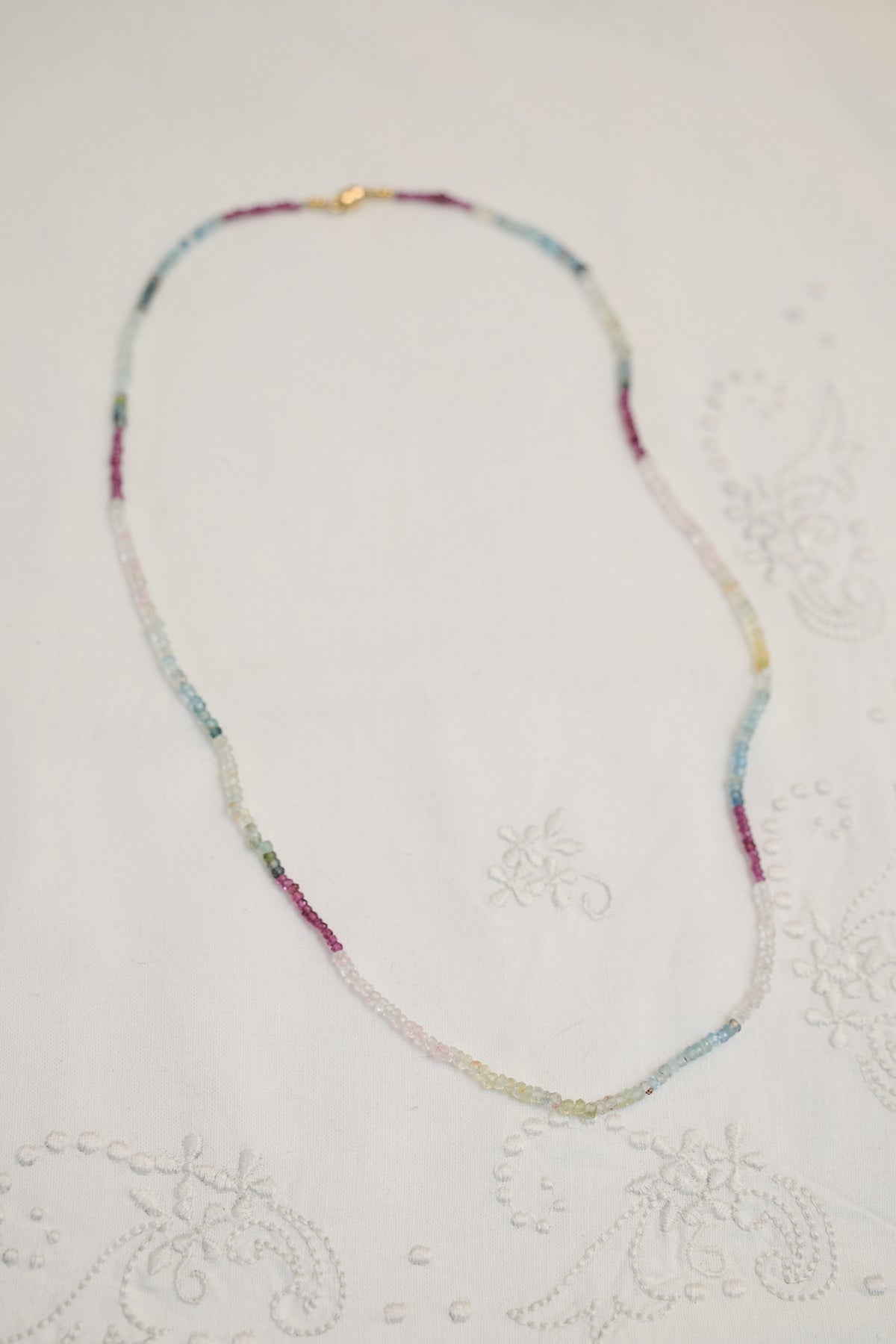 Multi aquamarine long skinny necklace