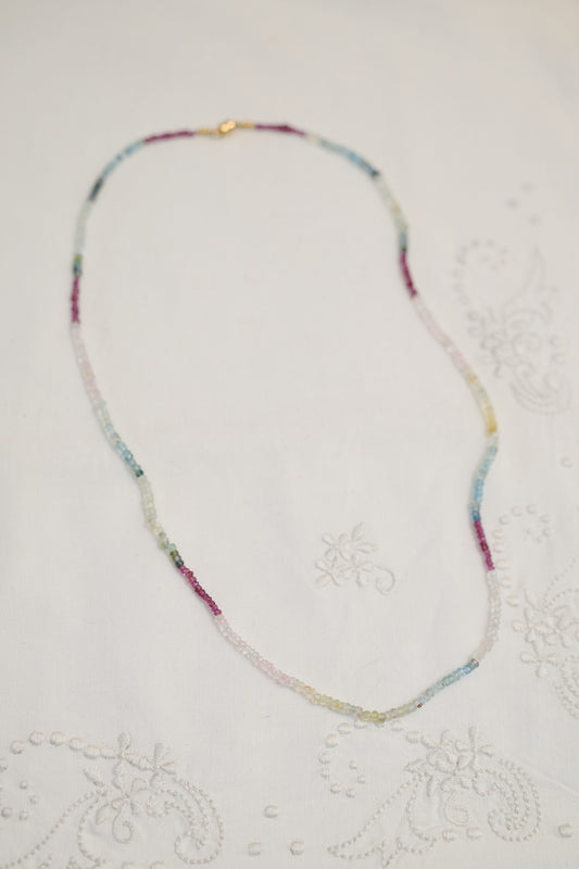 Multi aquamarine long skinny necklace