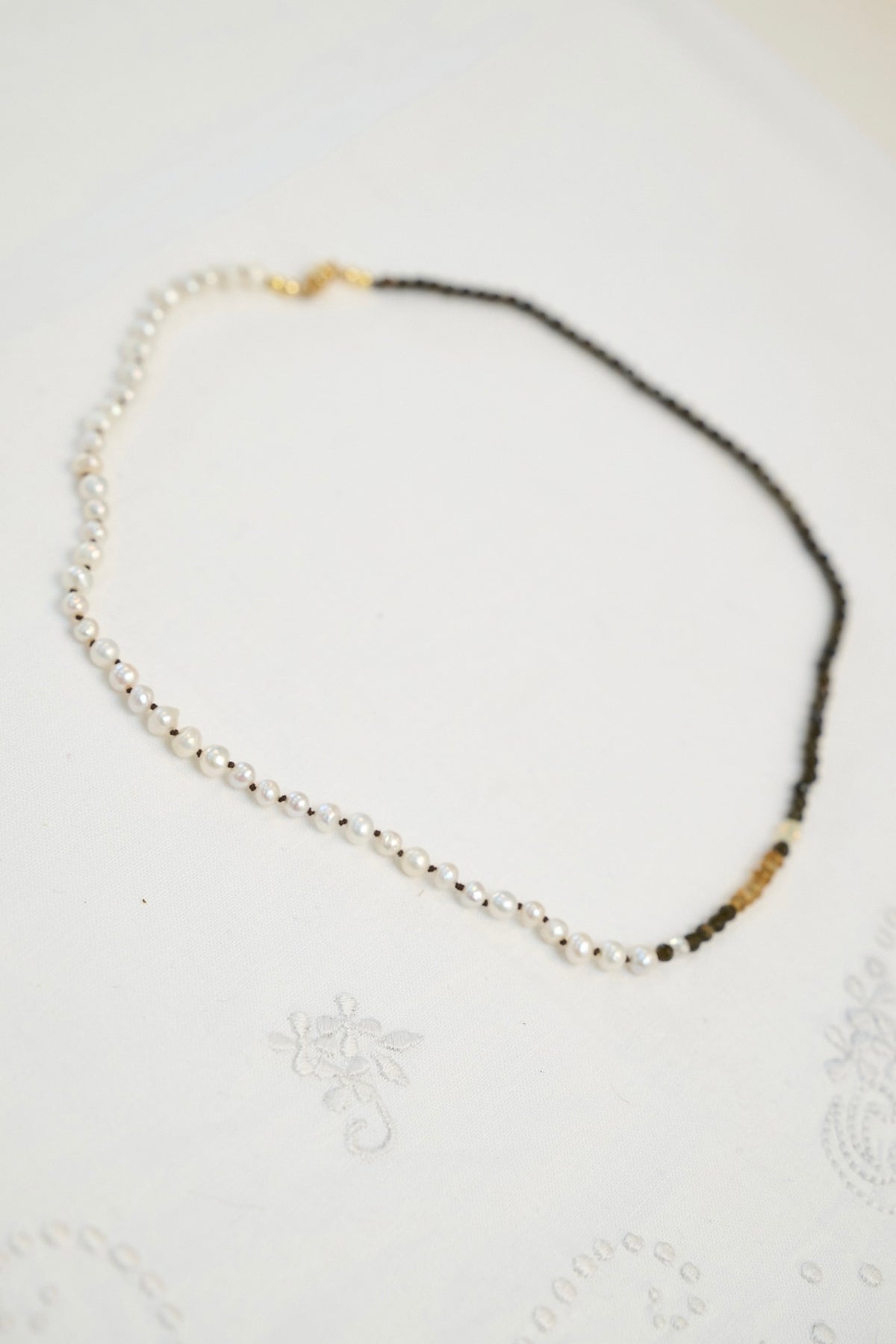 Hand knotted pearl, tigers eye   Opal necklace