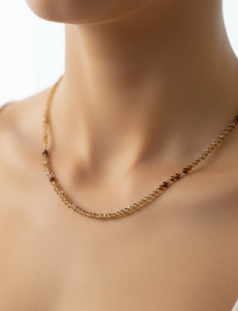 Hand knotted citrine necklace