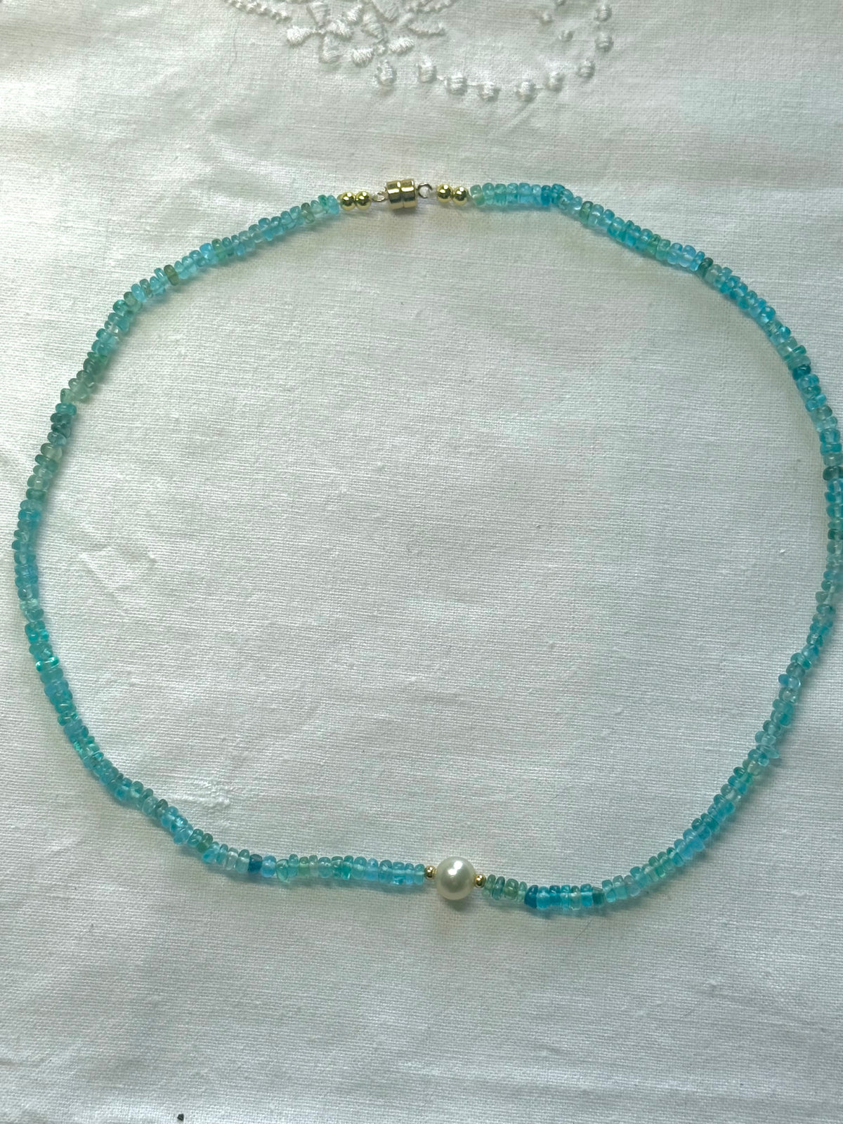 Green and blue apatite necklace