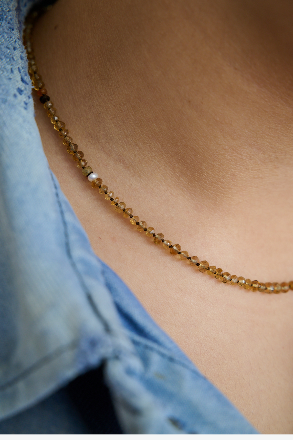 Hand knotted citrine necklace
