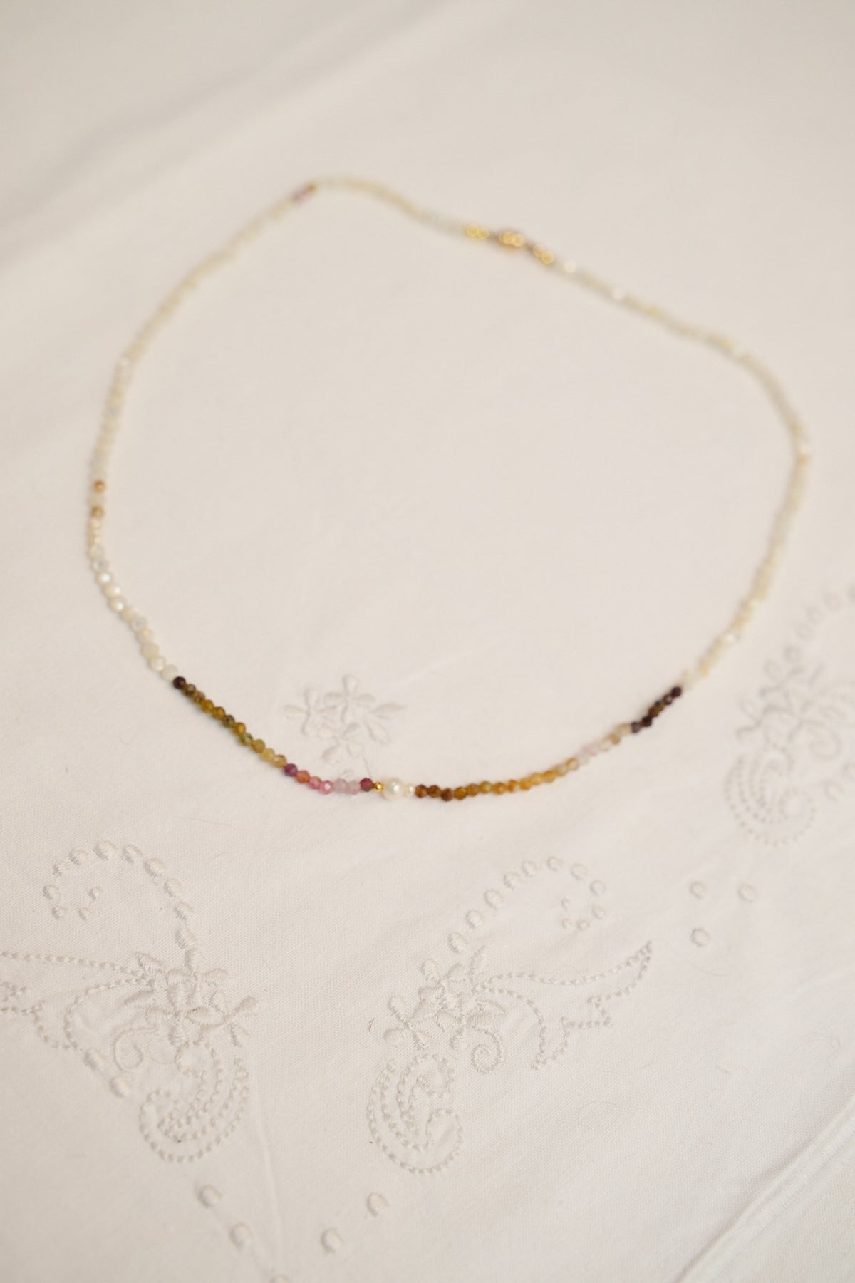 Multi tourmaline and pearl necklace