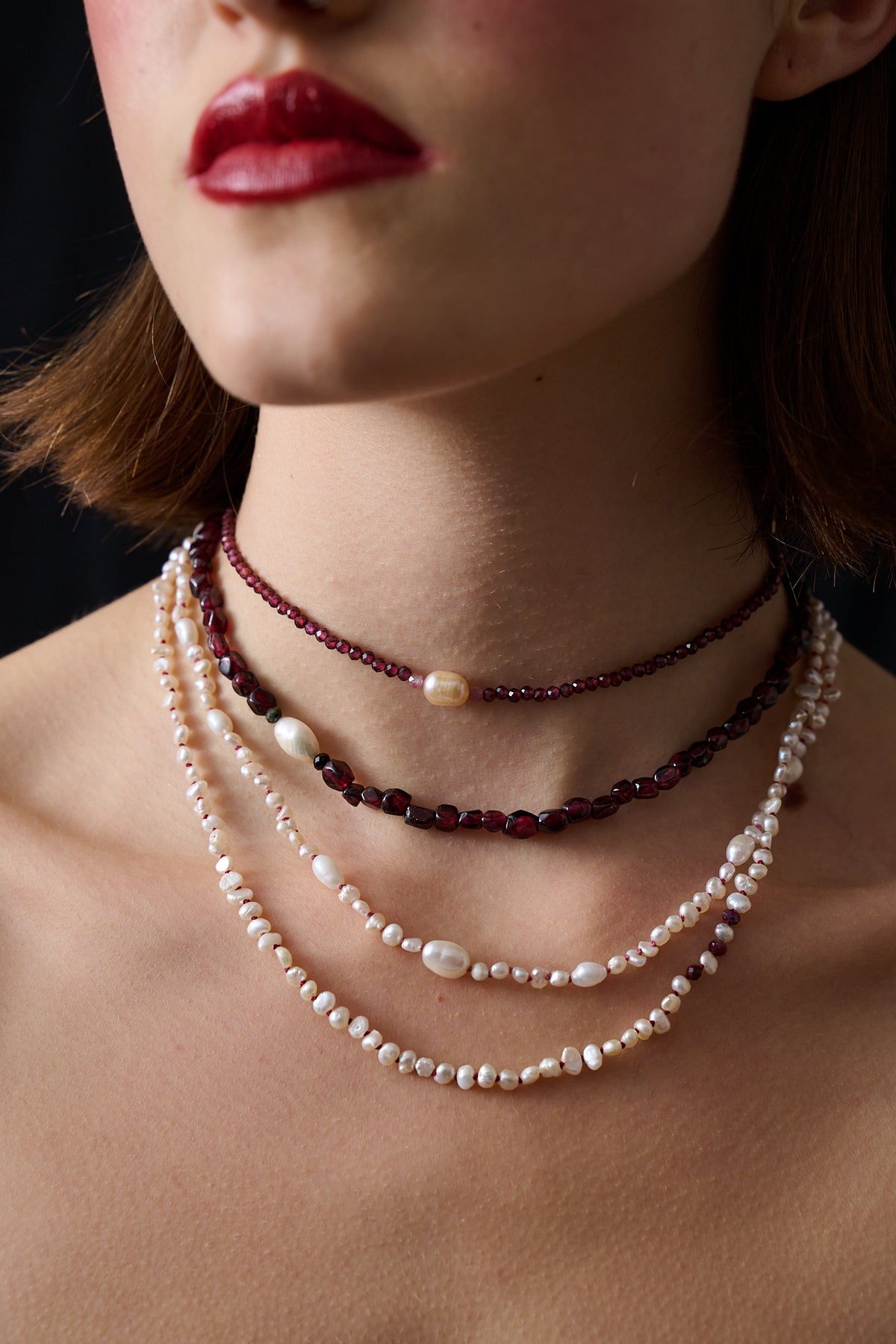 Garnet and pearl necklace