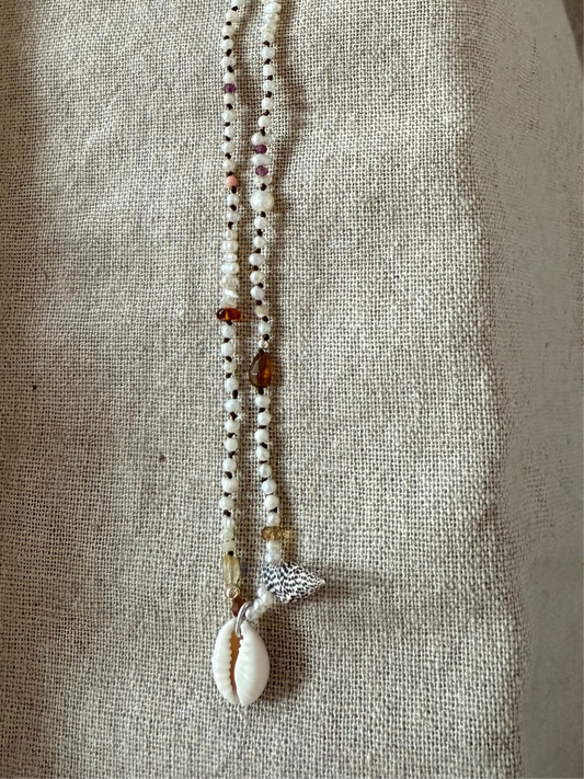 Tiny treasures with  cowrie necklace