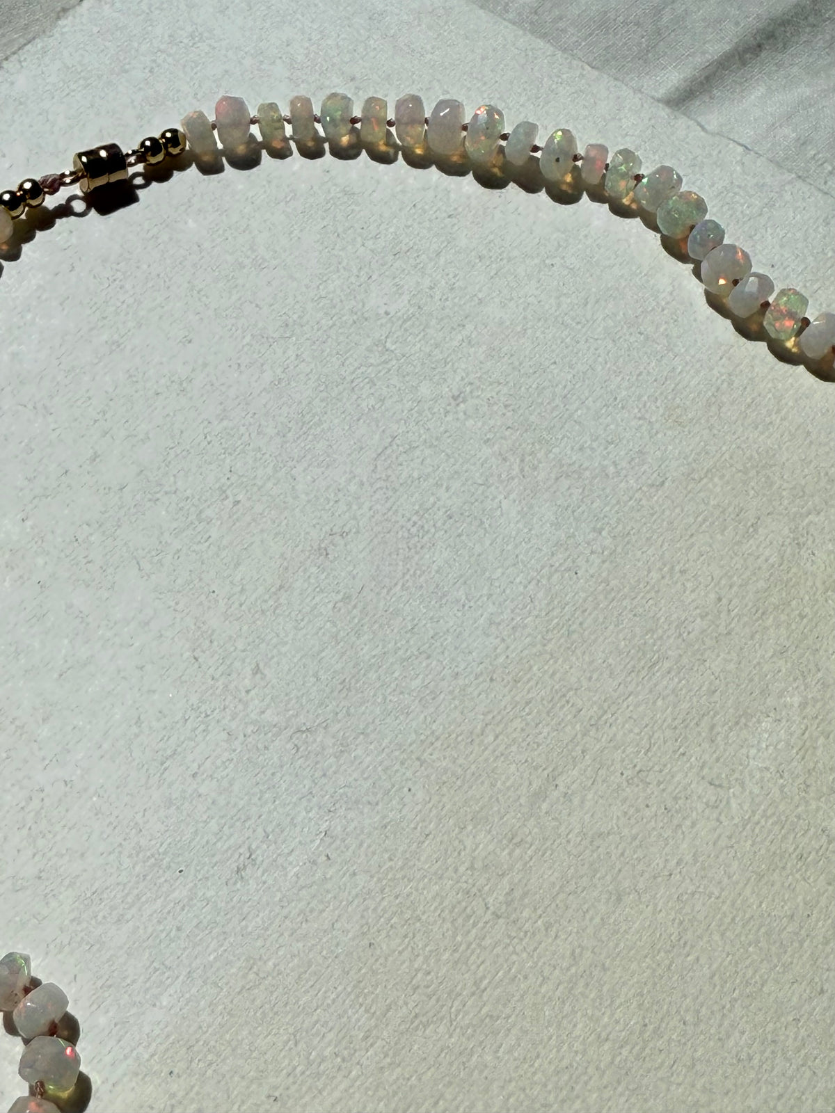Ethiopian fire opal and aquamarine hand knotted necklace