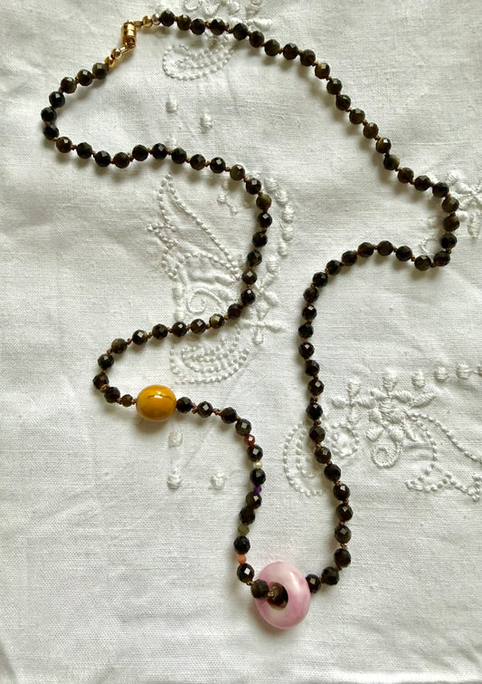 Tigers eye mookite jasper and agate 22inch necklace