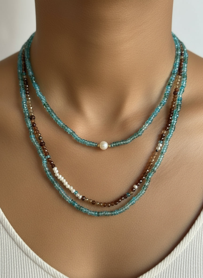 Green and blue apatite necklace
