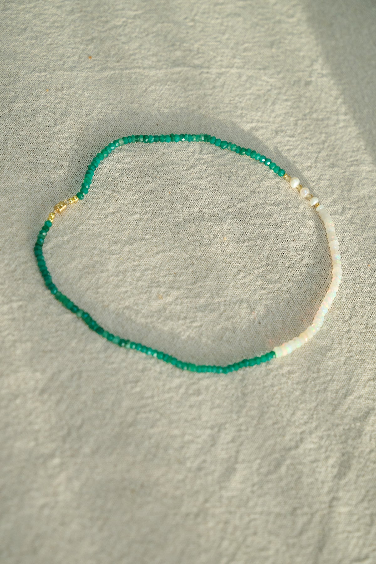 Opal ,green onyx ,pearl necklace