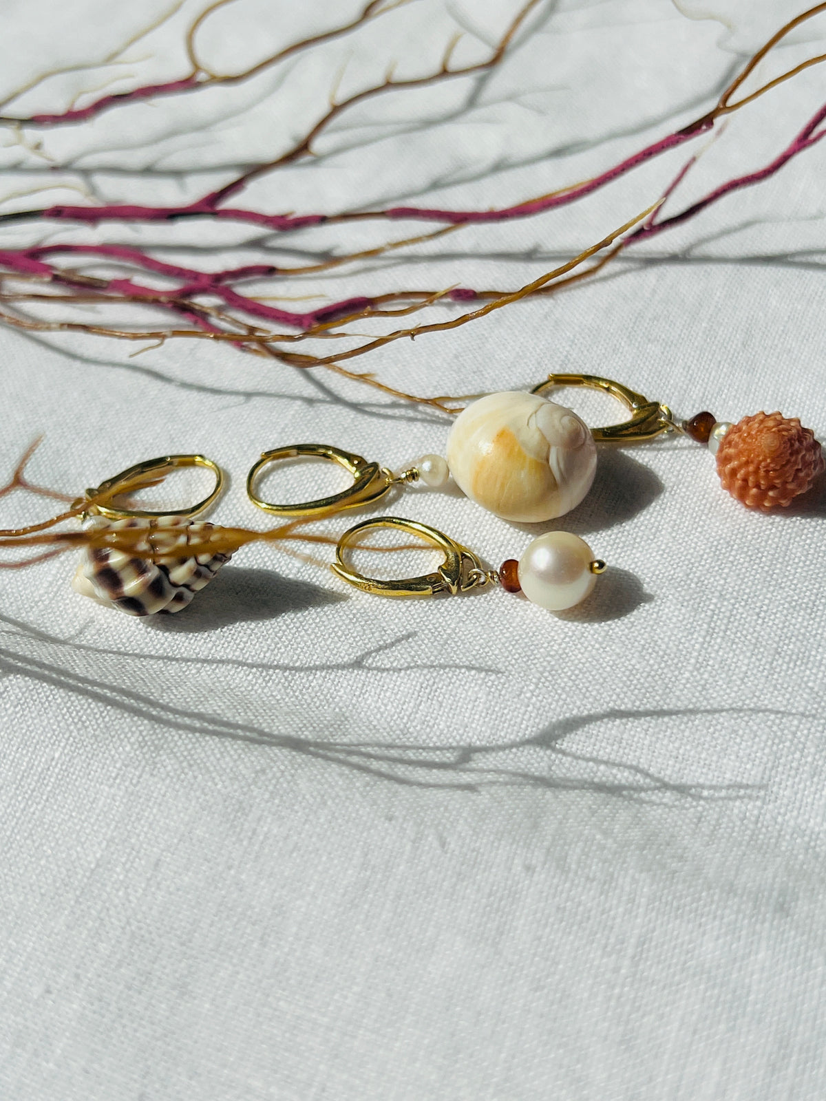 Pearl and shell earrings