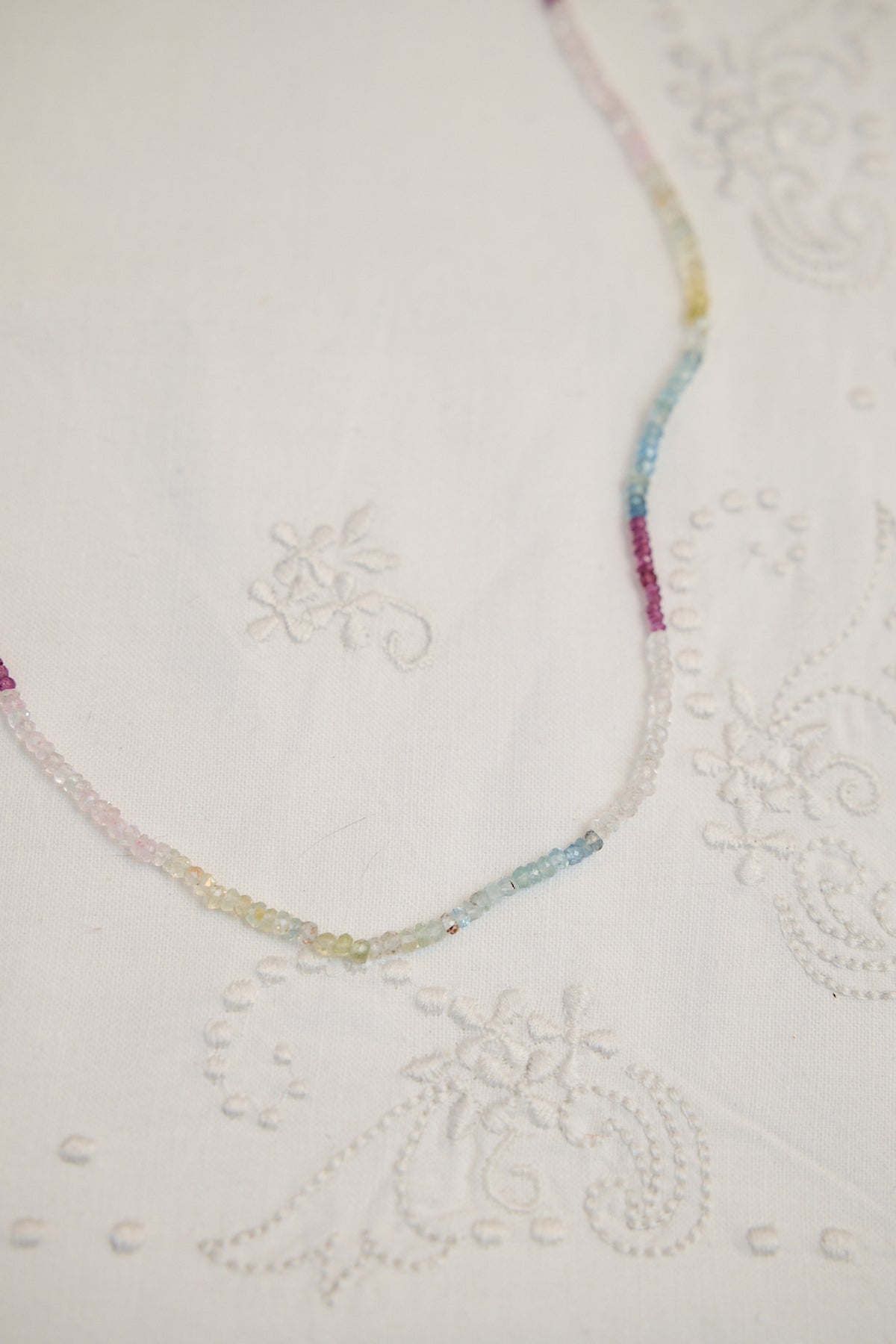 Multi aquamarine long skinny necklace