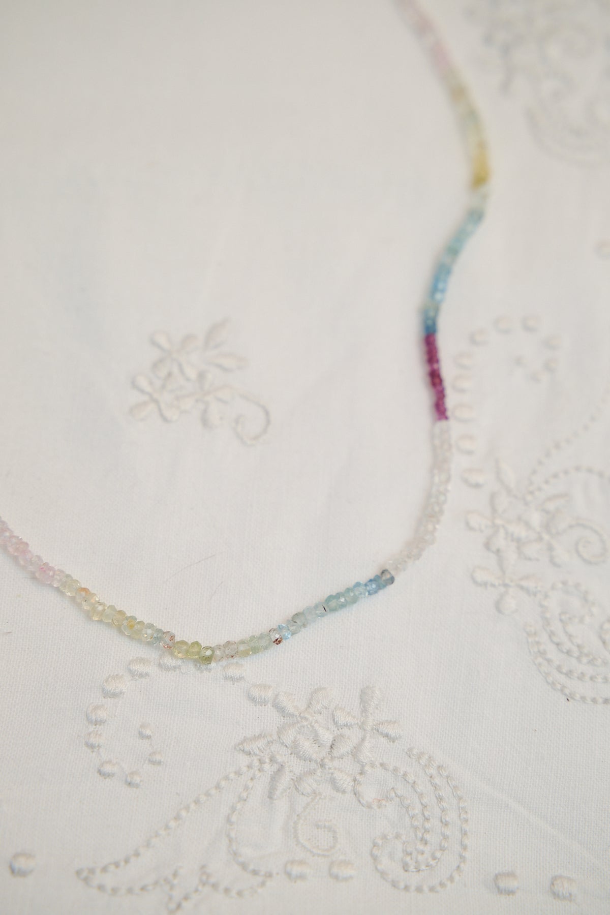 Multi aquamarine long skinny necklace