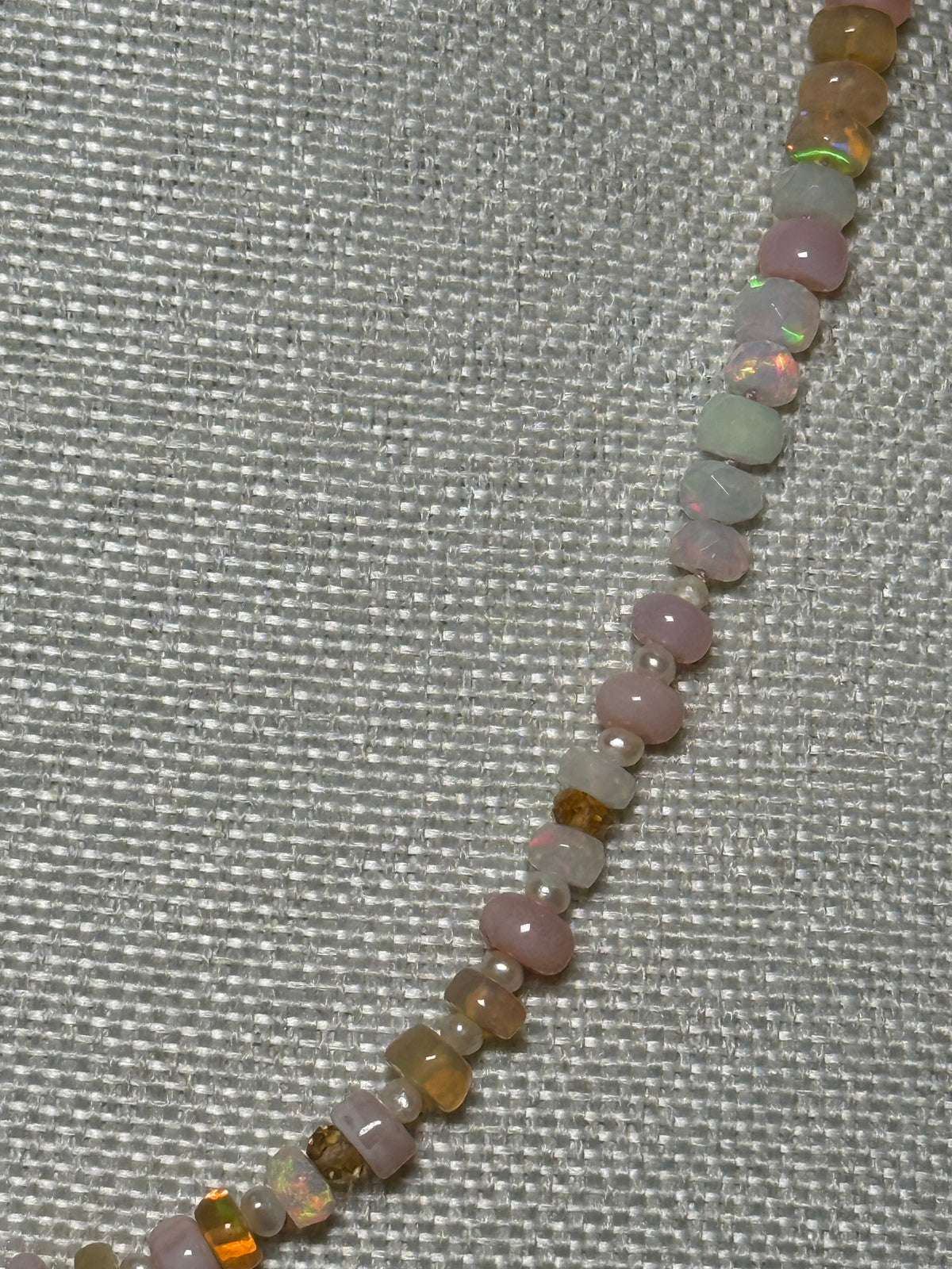 Opal tiny sapphire and and tiny pearl necklace